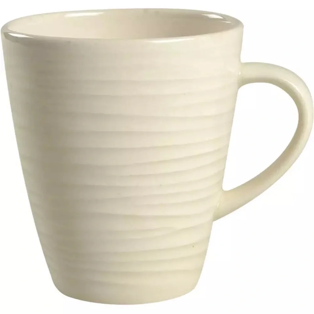 Set of 2 Crate and Barrel Spool Mugs White Ceramic Earthenware 13-5 oz